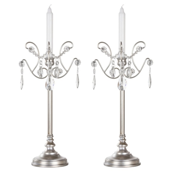 Set Candlestick Candelabras with Glass Crystals - Picture 3 of 4